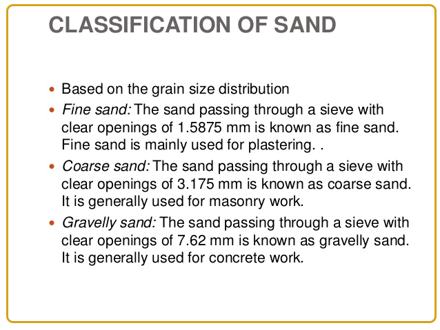 classification of sand